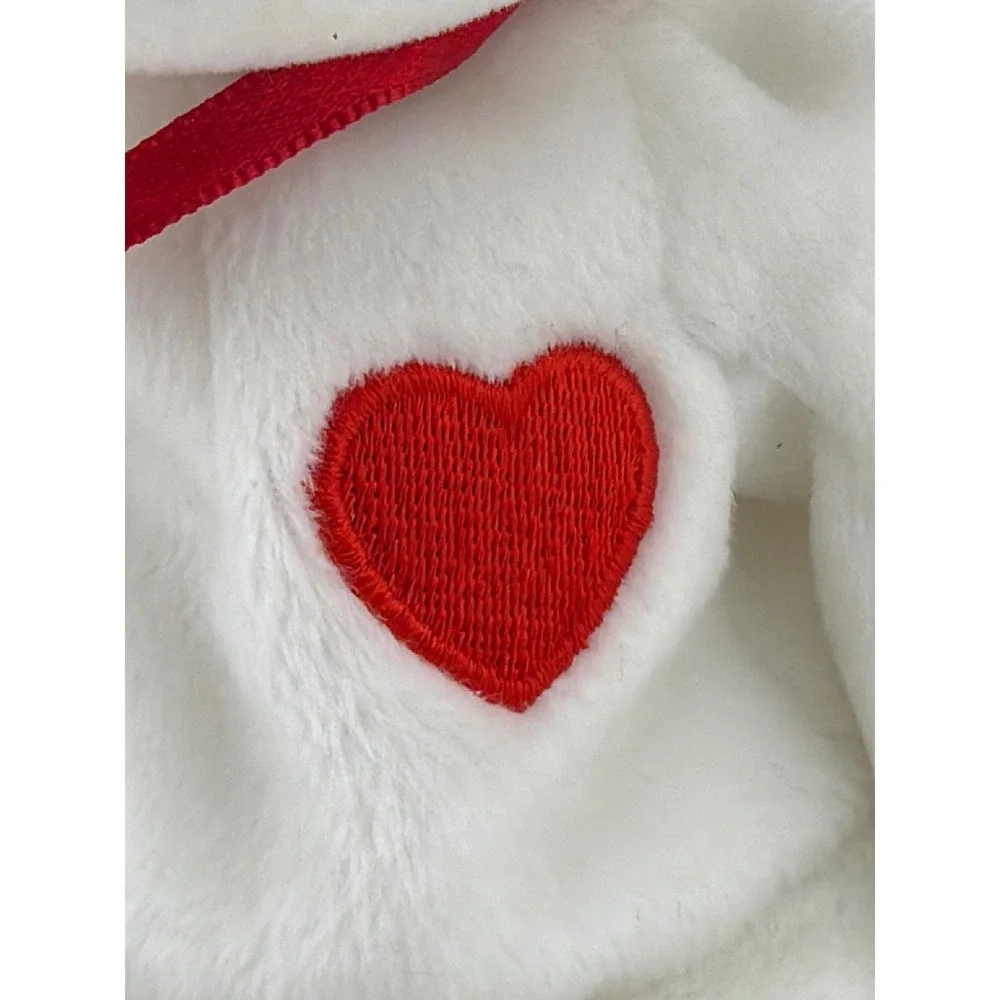 Ty Valentino Beanie Baby Bear Small White Red Heart Vintage Y2K‎ Retro Plush